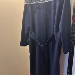 Elegant Navy Blue Long Coat